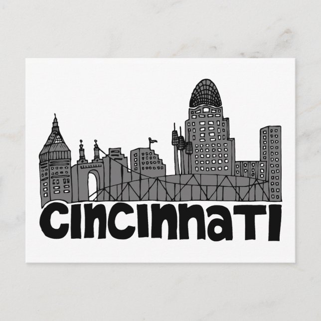 Cartão Postal Paisagem Vista da Cidade | Cincinnati, Ohio (Frente)
