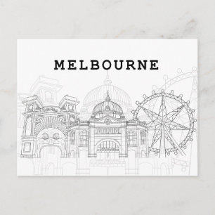 Cartão Postal Paisagem Vista da Cidade   Melbourne, Austrália