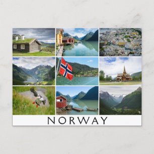 Cartão Postal Paisagens e texto: "Noruega" na colagem