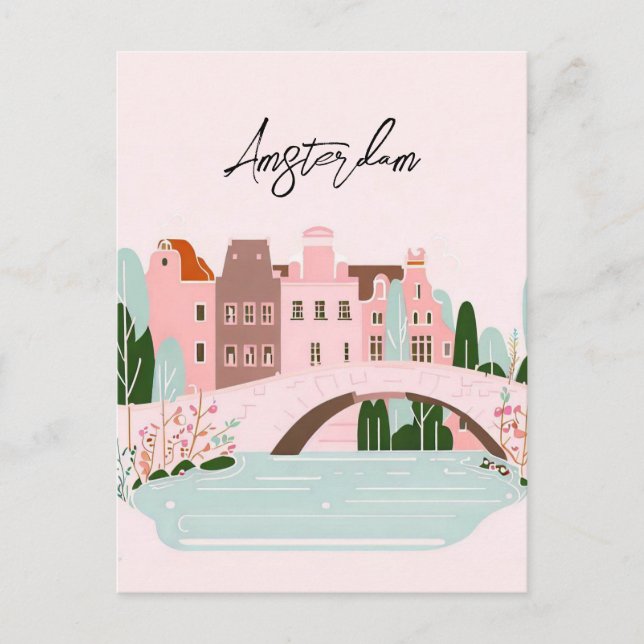 Cartão Postal Países Baixos de Amesterdã (Frente)