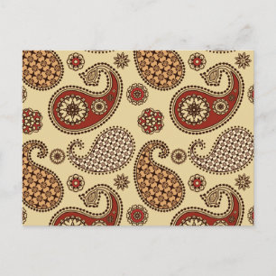 Cartão Postal Paisley, castanho, bronzeado e bege