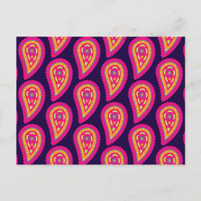 Cartão Postal Paisley Colorido (Frente)