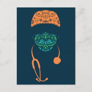 Cartão Postal paisley com máscara