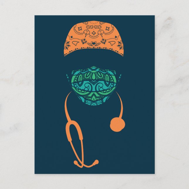 Cartão Postal paisley de máscara (Frente)