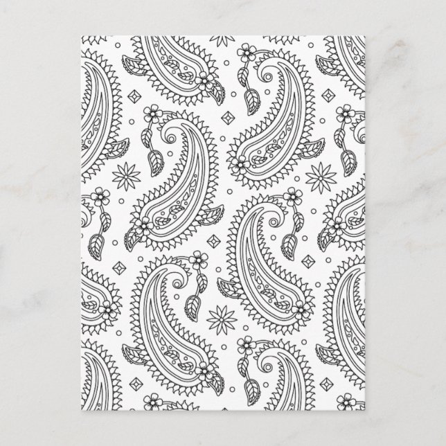 Cartão Postal Paisley Design inspirado (Frente)