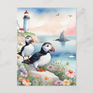 Cartão Postal Paixões pelo mar - Flores do oceano e Farol