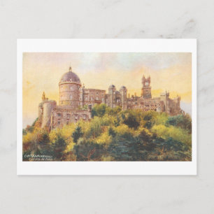 Cartão Postal Palácio da Pena vintage em Sintra, Portugal,