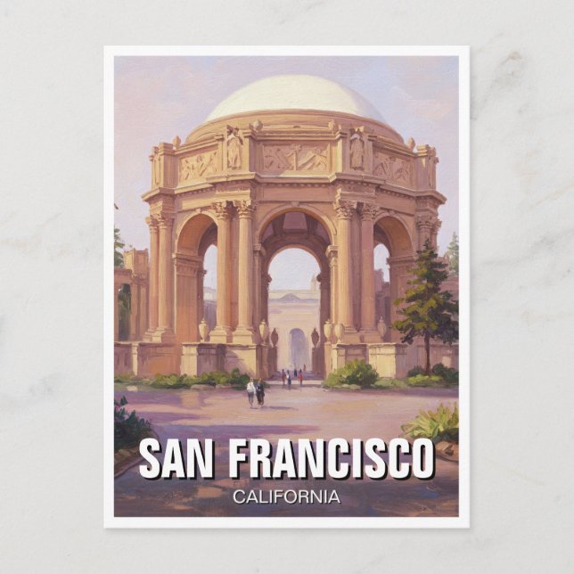 Cartão Postal Palácio de Belas Artes da Califórnia em São Franci (Frente)