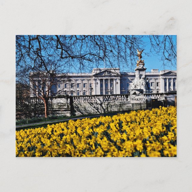 Cartão Postal Palácio de Buckingham, flores de Londres (Frente)