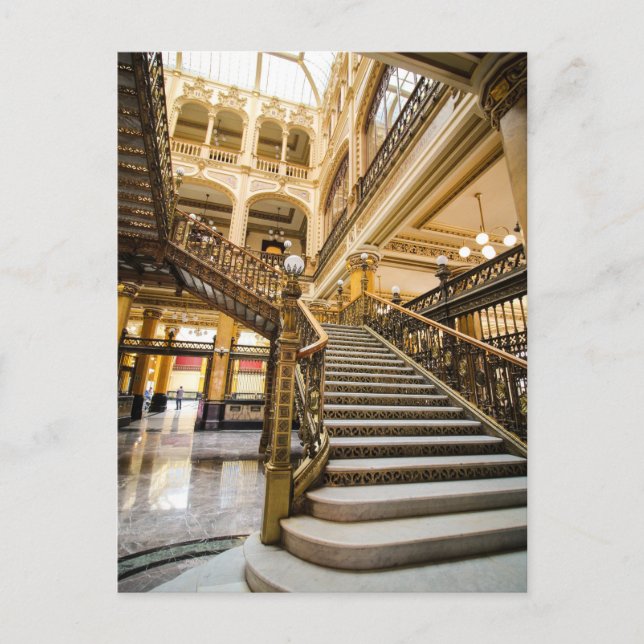 Cartão Postal Palacio de Correos Cidade do México Escadas (Frente)