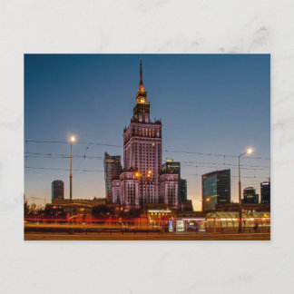 Cartão Postal Palácio de Cultura Noite de Varsóvia