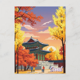 Cartão Postal Palácio de outono em Seul, Coreia do Sul