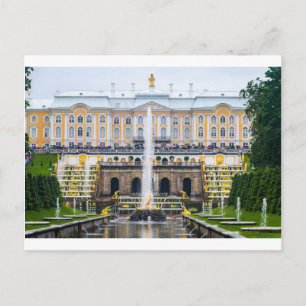 Cartão Postal Palácio de Peterhof e Ruas de Jardins. Petersburgo