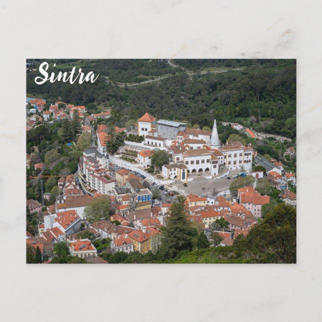 Cartão Postal Palácio de Sintra de cima em Sintra, Portugal (Frente)