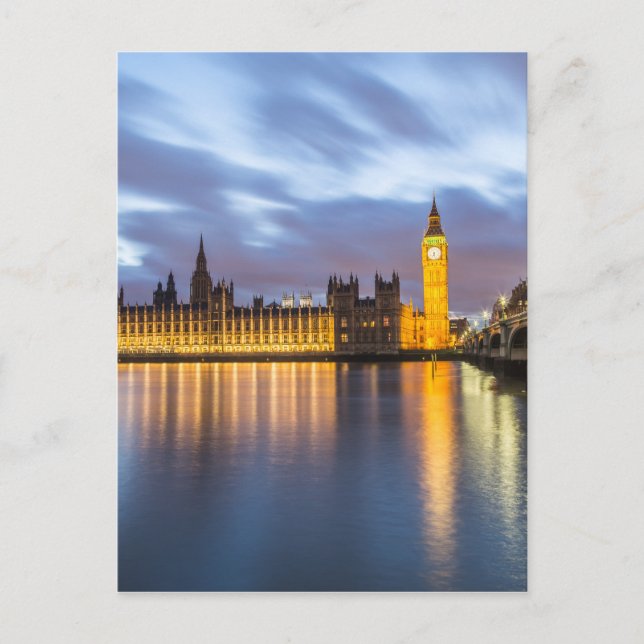 Cartão Postal Palácio de Westminster em Londres (Frente)