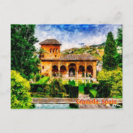 Cartão Postal Palácio del Partal, Alhambra, Granada, Espanha.