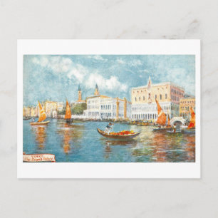 Cartão Postal Palácio Doge vintage em Veneza, Itália,