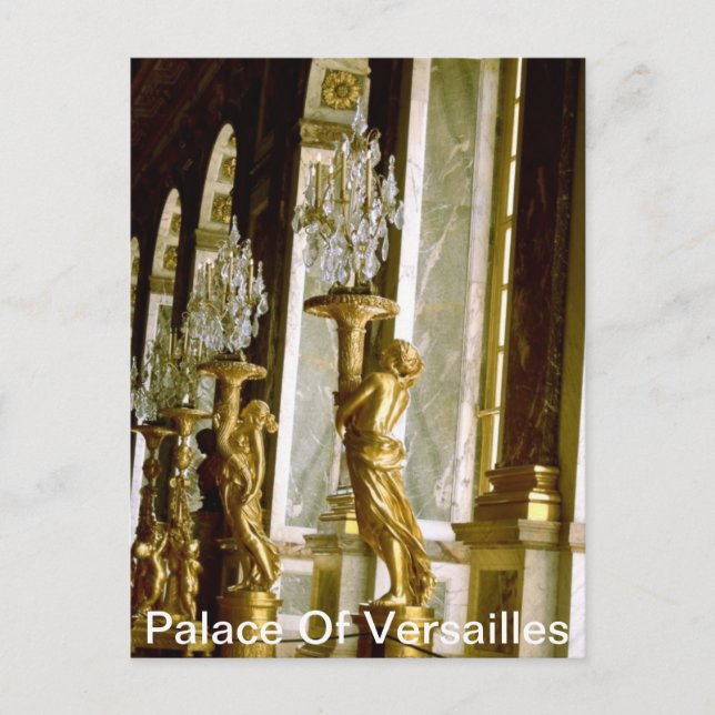 Cartão Postal Palácio dos versailles Sala dos espelhos estátua d (Frente)