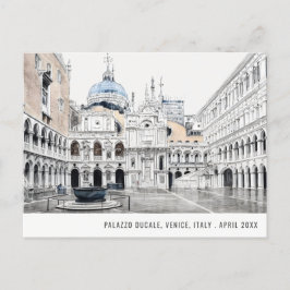 Cartão Postal Palácio Ducal Veneza Itália Aquarela Viagem