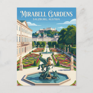 Cartão Postal Palácio e Jardins de Mirabell Áustria
