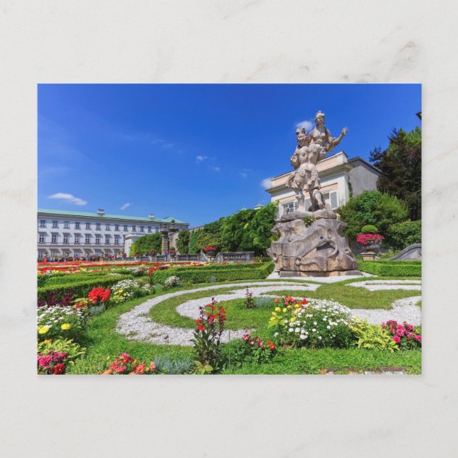Cartão Postal Palácio e jardins de Mirabell, Salzburgo, Áustria (Frente)