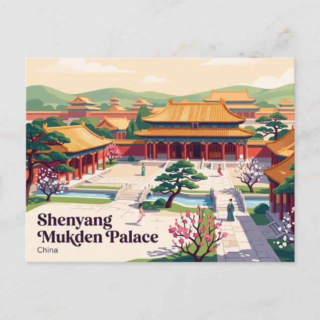 Cartão Postal Palácio Mukden Shenyang China (Frente)