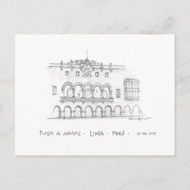 Cartão Postal Palacio Municipal, Lima, Perú (Frente)