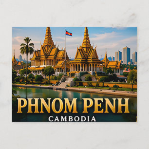 Cartão Postal Palácio Real de Phnom Penh e a Beleza do Rio Mekon
