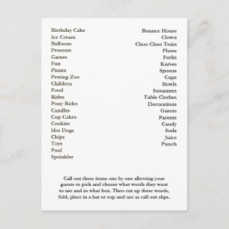 Cartão Postal Palavras de Chamada de Festa de aniversário de Car