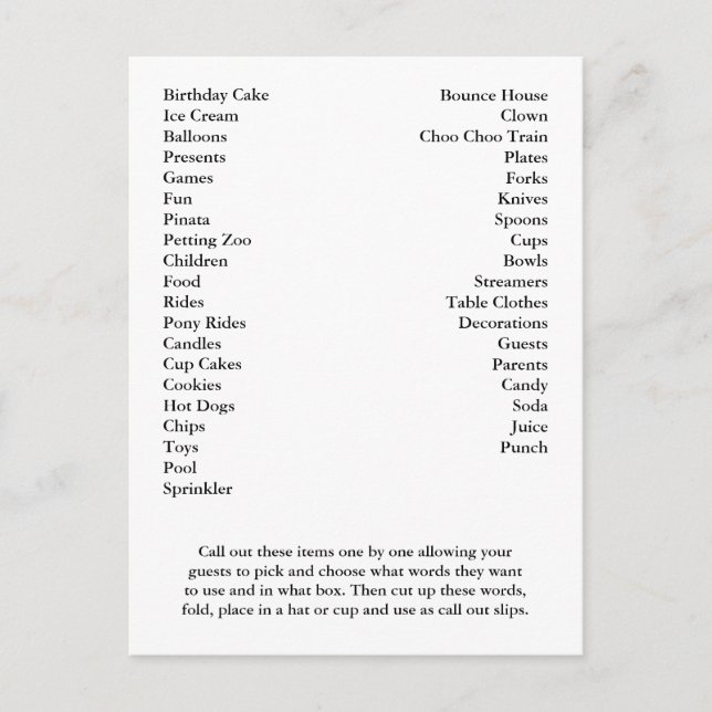 Cartão Postal Palavras de Chamada de Festa de aniversário de Car (Frente)