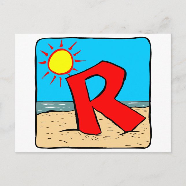 Cartão Postal Palavras de ideias de casamento de praia - Letra R (Frente)