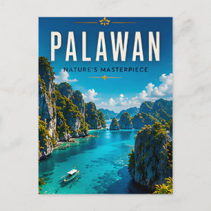 Cartão Postal 🏝️ Palawan Filipinas Decoração de Lagoa 🌊