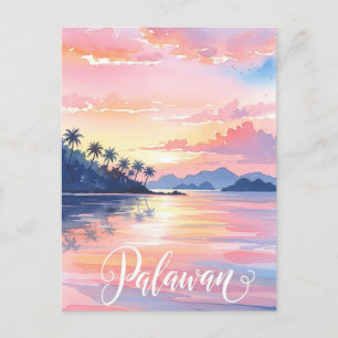 Cartão Postal Palawan Filipinas Watercolor Viagem