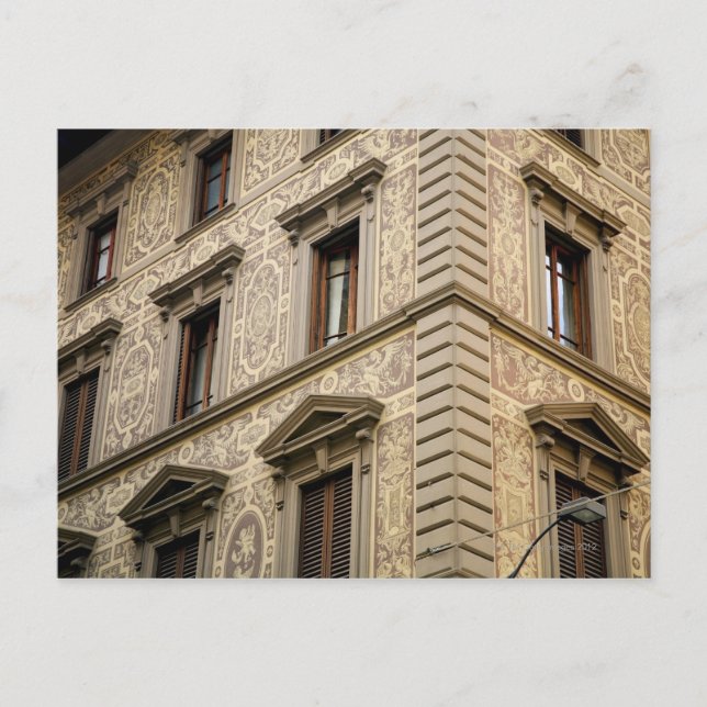 Cartão Postal palazzo do século 16 com fachada ornamentada, Flor (Frente)