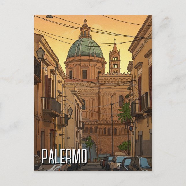 Cartão Postal Palermo Sicily Itália Viagem (Frente)