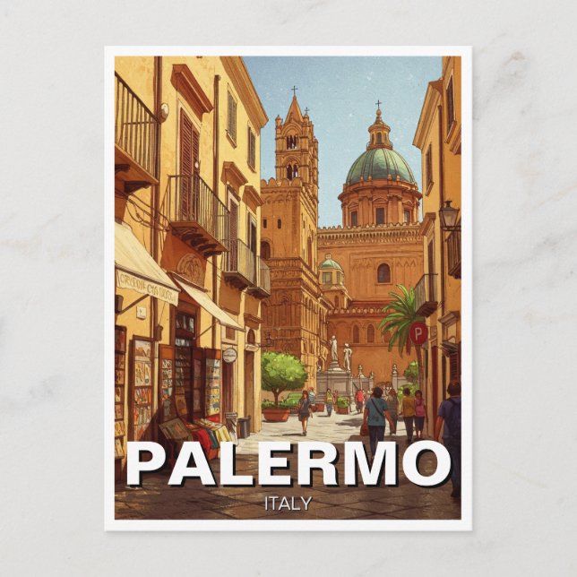 Cartão Postal Palermo Sicily Itália Viagem (Frente)