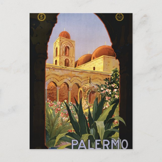 Cartão Postal Palermo Sicily Italian Travel Poster 1920 ENIT (Frente)