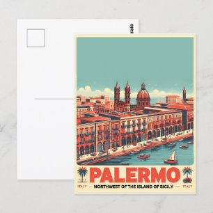 Cartão Postal Palermo sicily italian vintage souvenir presentes
