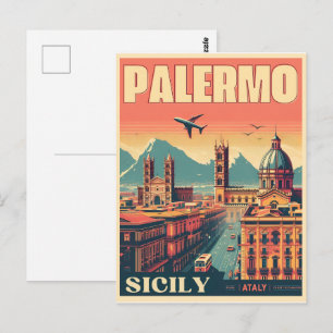 Cartão Postal Palermo sicily italian vintage souvenir presentes