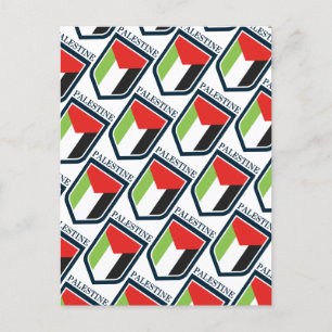 Cartão Postal Palestina e bandeira palestina