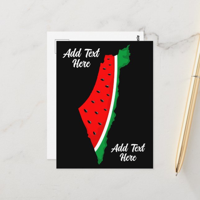 Cartão Postal Palestina - Mapa Watermelon - Símbolo da liberdade (Frente/Verso In Situ)