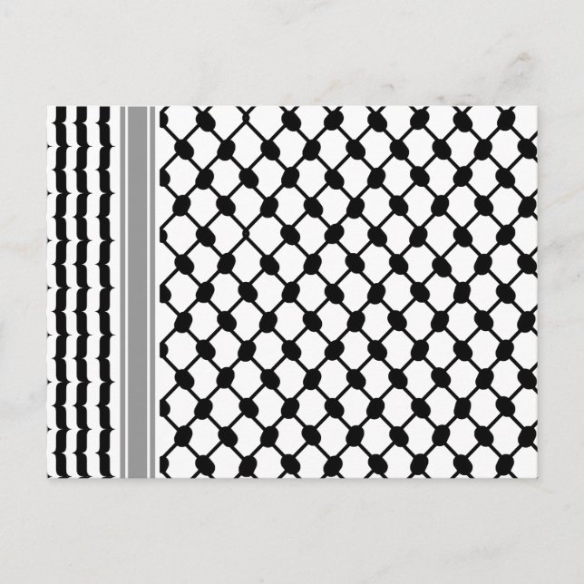 Cartão Postal Palestino Hatta Keffiyeh Kufiya Folk (2 Padrão) (Frente)