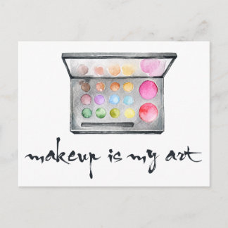 Cartão Postal Paleta Artista Makeup - Citação "Makeup Is My Art"