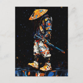 Cartão Postal Paleta de Ciber Ninja Faca Neon Laranja Impasto