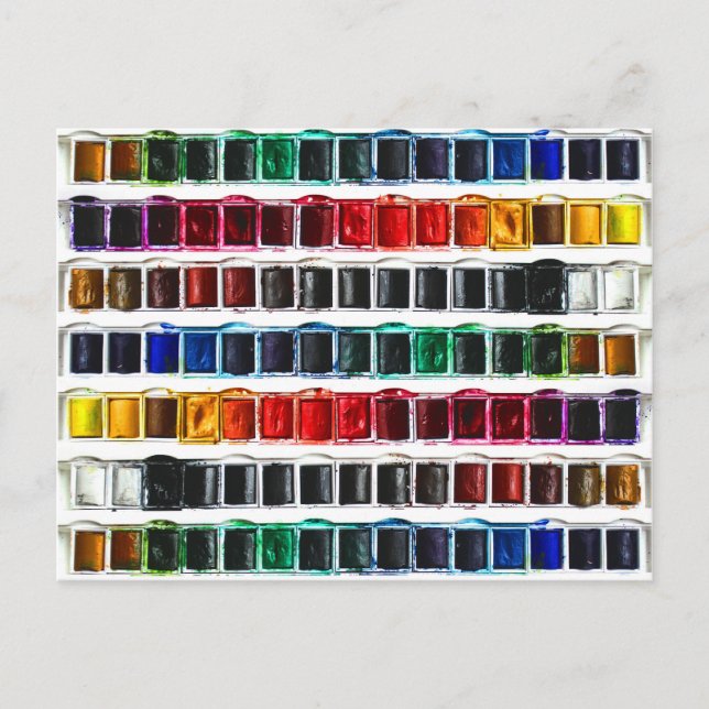 Cartão Postal Palete colorida de pintura aquosa (Frente)
