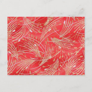 Cartão Postal Palha Dourada Amizade Vermelha Chinesa