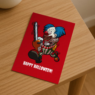 Cartão Postal Palhaço Assassino Feliz Halloween Horror Cartoon