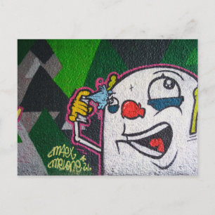 Cartão Postal Palhaço com grafite branco