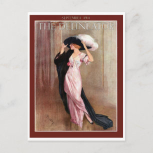 Cartão Postal Palhaço cor-de-rosa Womanin Edwardian Vintage