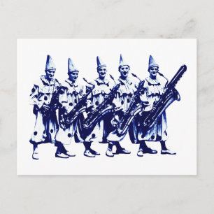 Cartão Postal Palhaços de Jazz 1920, azul